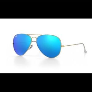 Ray Ban blue mirrored aviator sunglasses